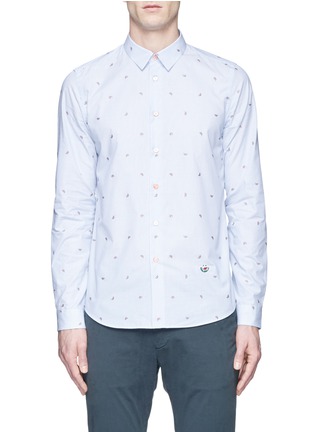 Main View - Click To Enlarge - PS PAUL SMITH - Watermelon embroidered stripe cotton shirt