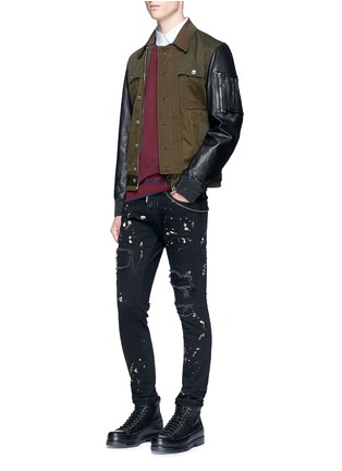 Figure View - Click To Enlarge - 71465 - 'Skater' bleached patchwork skinny jeans