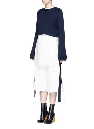 Front View - Click To Enlarge - ELLERY - 'Monty' tie sleeve cropped rib knit sweater