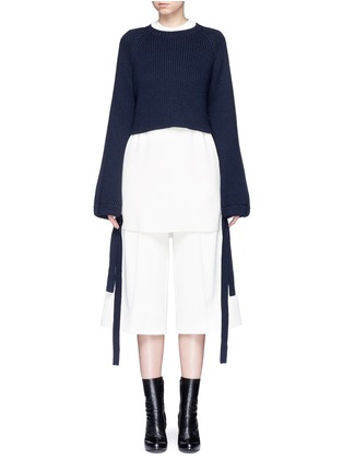 Main View - Click To Enlarge - ELLERY - 'Monty' tie sleeve cropped rib knit sweater