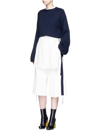 Figure View - Click To Enlarge - ELLERY - 'Monty' tie sleeve cropped rib knit sweater