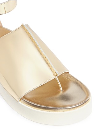Detail View - Click To Enlarge - ELLERY - 'Rhyme' peaked vamp mirror leather flatform sandals