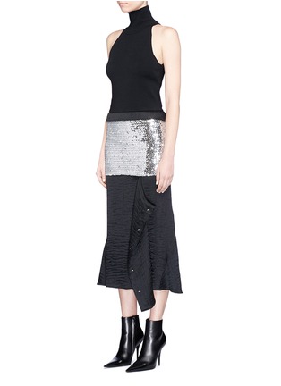 Front View - Click To Enlarge - ESTEBAN CORTAZAR - Sequin and ottoman knit panel dress
