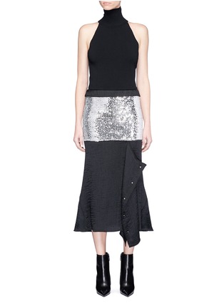 Main View - Click To Enlarge - ESTEBAN CORTAZAR - Sequin and ottoman knit panel dress