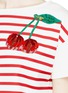 Detail View - Click To Enlarge - - - Pin-up girl patch sequin cherry stripe T-shirt