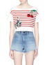 Main View - Click To Enlarge - - - Pin-up girl patch sequin cherry stripe T-shirt