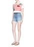 Figure View - Click To Enlarge - - - Pin-up girl patch sequin cherry stripe T-shirt