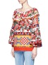 Front View - Click To Enlarge - - - Mambo print silk charmeuse blouse