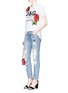 Figure View - Click To Enlarge - - - Fruit and cocktail embroidered cropped ripped jeans