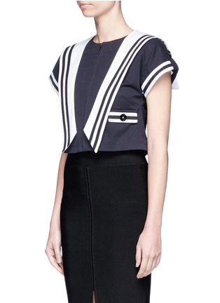 Front View - Click To Enlarge - - - Star patch sailor collar twill cropped top