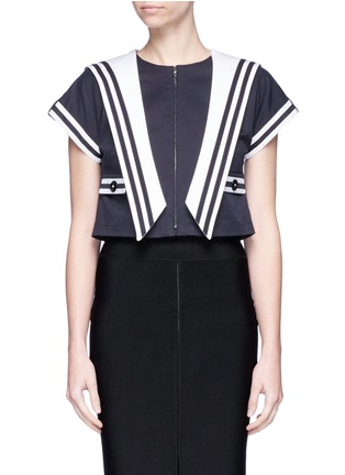 Main View - Click To Enlarge - - - Star patch sailor collar twill cropped top