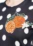 Detail View - Click To Enlarge - - - Tangerine embellished polka dot silk sweater
