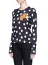 Front View - Click To Enlarge - - - Tangerine embellished polka dot silk sweater