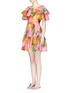 Front View - Click To Enlarge - - - Pineapple print ruffle off-shoulder poplin dress