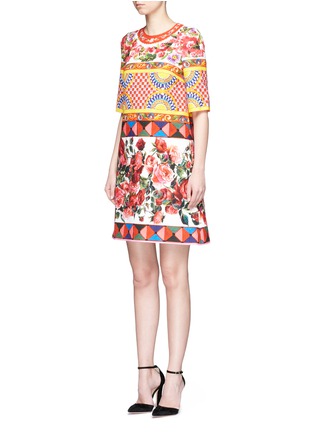 Front View - Click To Enlarge - - - Mambo print textured cotton A-line dress