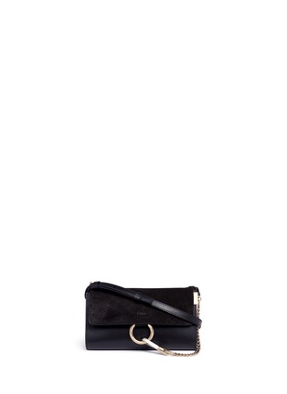 Main View - Click To Enlarge - CHLOÉ - 'Faye' suede flap leather crossbody wallet