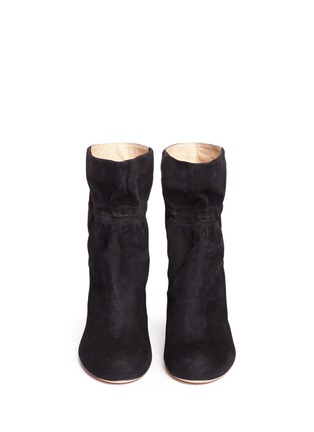 Front View - Click To Enlarge - CHLOÉ - 'Kent' ruched suede ankle boots