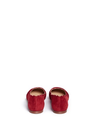 Back View - Click To Enlarge - CHLOÉ - 'Lauren' scalloped edge suede flats