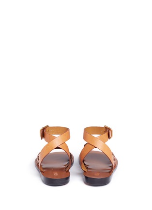 Back View - Click To Enlarge - CHLOÉ - 'Kelby' crochet lasercut leather sandals