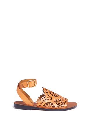 Main View - Click To Enlarge - CHLOÉ - 'Kelby' crochet lasercut leather sandals