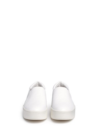 Front View - Click To Enlarge - VINCE - 'Warren' elastic insert leather flatform slip-ons