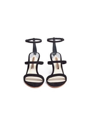 Front View - Click To Enlarge - SOPHIA WEBSTER - 'Rosalind' crystal pavé bead heel suede sandals
