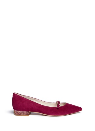 Main View - Click To Enlarge - SOPHIA WEBSTER - 'Piper' strass pavé heel suede flats
