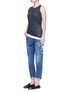 Figure View - Click To Enlarge - 72877 - Oriental embroidery distressed cropped straight jeans