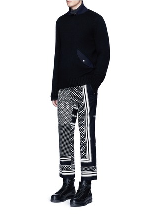 Figure View - Click To Enlarge - SACAI - Flannel back yoke wool sweater