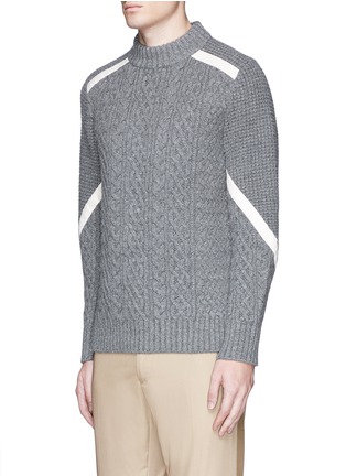 Front View - Click To Enlarge - SACAI - Contrast ribbon cable knit sweater