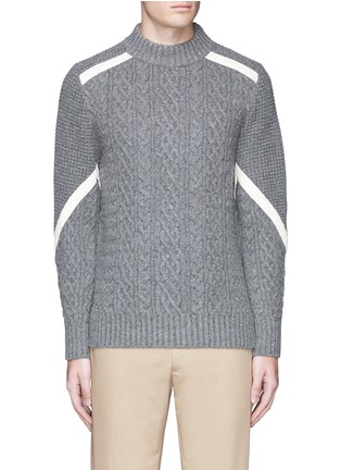 Main View - Click To Enlarge - SACAI - Contrast ribbon cable knit sweater
