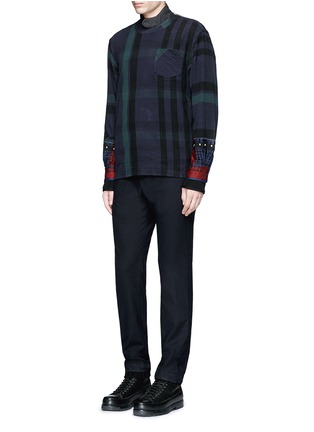 Figure View - Click To Enlarge - SACAI - Check plaid contrast cuff flannel top