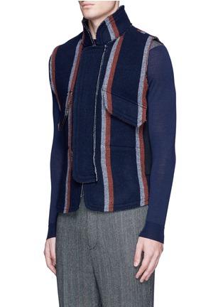 Front View - Click To Enlarge - SACAI - Stripe raw edge flannel vest