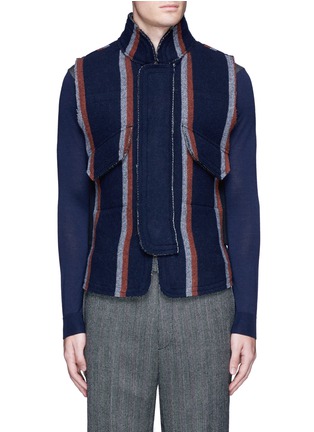 Main View - Click To Enlarge - SACAI - Stripe raw edge flannel vest