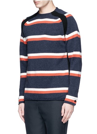 Front View - Click To Enlarge - SACAI - Ribbed trim stripe wool sweater
