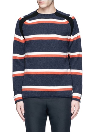 Main View - Click To Enlarge - SACAI - Ribbed trim stripe wool sweater