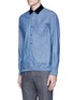 Front View - Click To Enlarge - SACAI - Velvet collar cotton chambray shirt