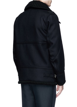 Back View - Click To Enlarge - SACAI - Knit underlay wool flannel jacket