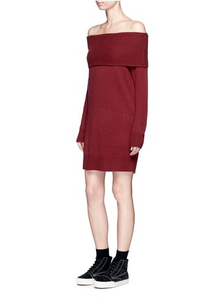 Front View - Click To Enlarge - T BY ALEXANDER WANG - Off-shoulder wool-cashmere knit dress