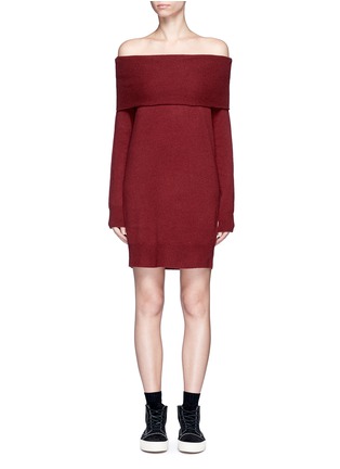 Main View - Click To Enlarge - T BY ALEXANDER WANG - Off-shoulder wool-cashmere knit dress