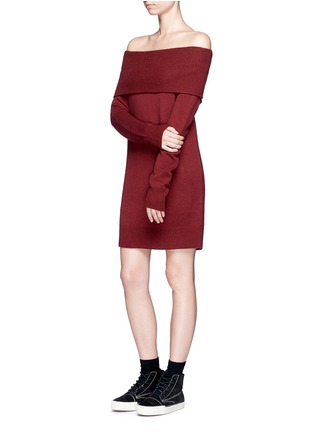 Figure View - Click To Enlarge - T BY ALEXANDER WANG - Off-shoulder wool-cashmere knit dress