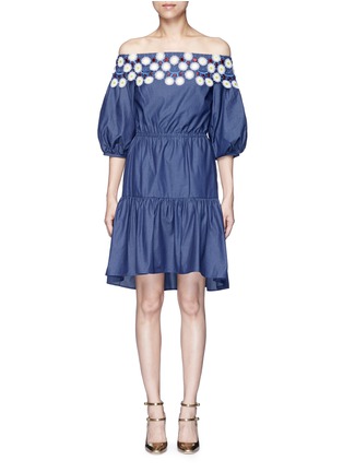 Main View - Click To Enlarge - PETER PILOTTO - 'Pallas' floral lace tiered off-shoulder dress