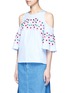 Front View - Click To Enlarge - PETER PILOTTO - Floral crochet lace cotton cold shoulder blouse