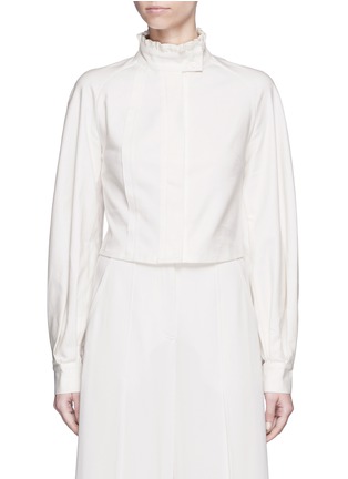 Main View - Click To Enlarge - HELEN LEE - 'Lotus' ruffle stand collar cropped shirt