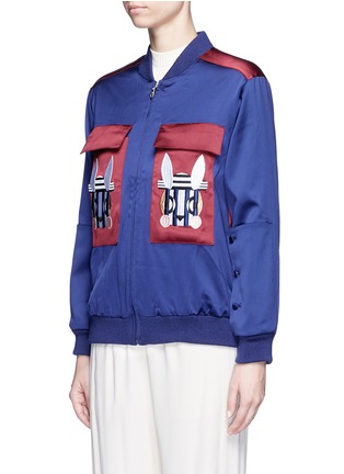 Front View - Click To Enlarge - HELEN LEE - 'Bad Bunny' embroidered colourblock bomber jacket