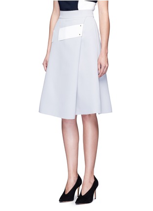 Front View - Click To Enlarge - COMME MOI - Asymmetric stripe pleated skirt
