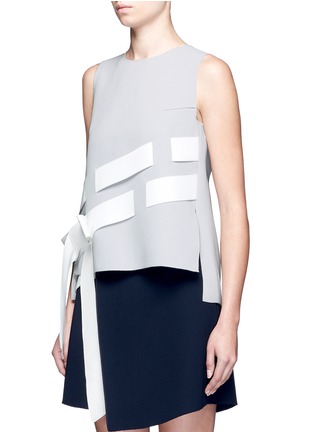 Front View - Click To Enlarge - COMME MOI - Asymmetric stripe sleeveless crepe top