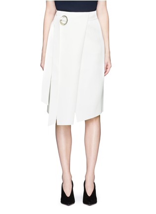 Main View - Click To Enlarge - COMME MOI - Eyelet waist sash crepe skirt