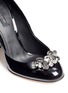 Detail View - Click To Enlarge - - - Jewel brooch patent leather pumps