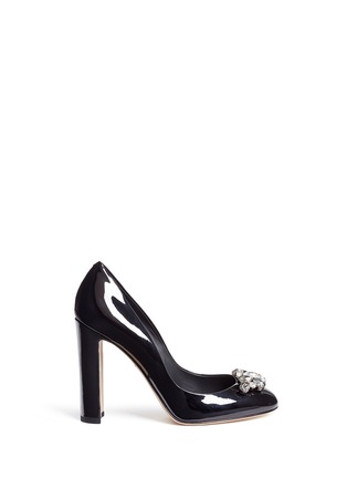 Main View - Click To Enlarge - - - Jewel brooch patent leather pumps
